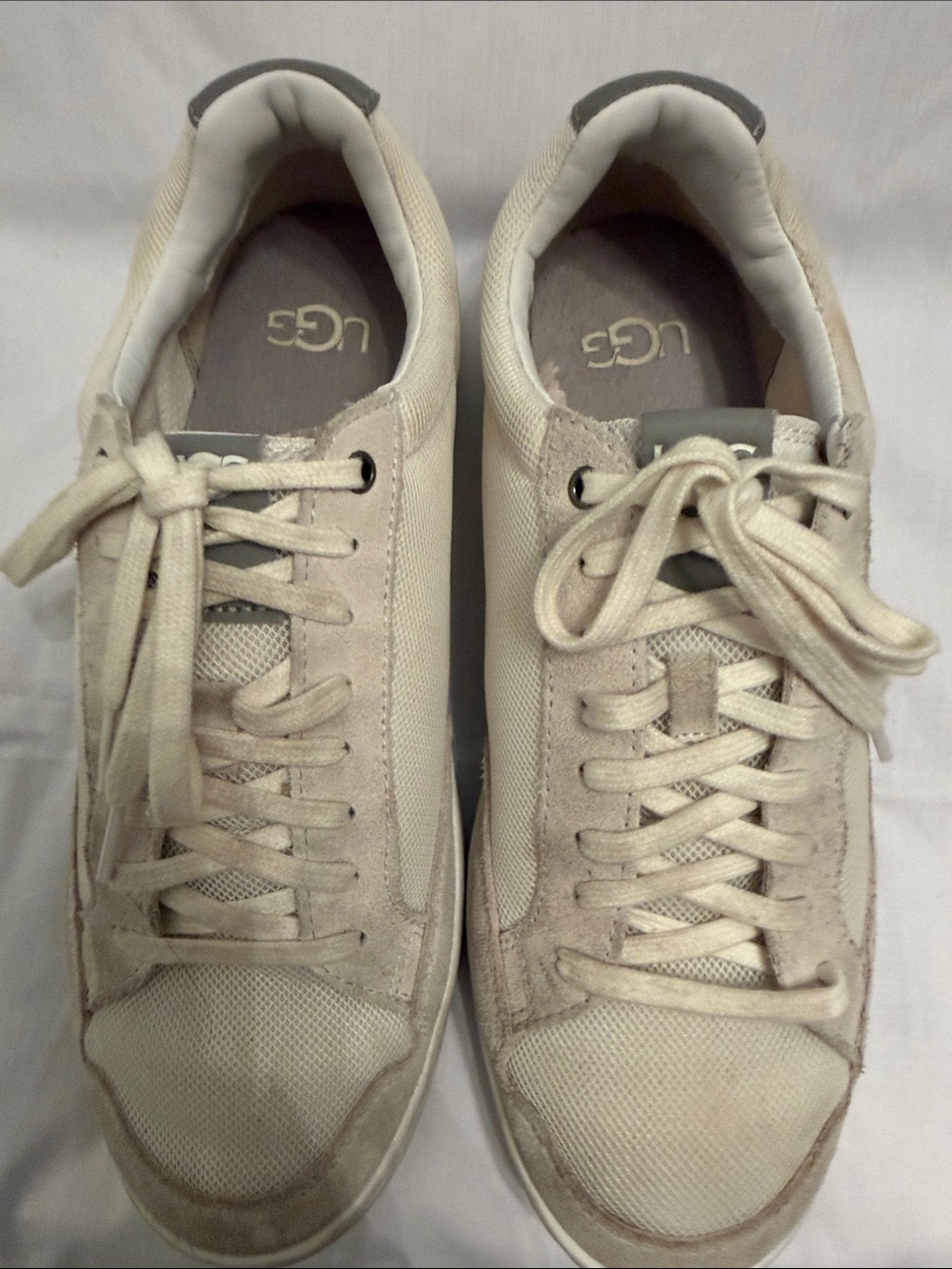 UGG Cream/Tan Low-Top Lace-Up Sneakers